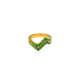 Emerald Wave Ring Duo