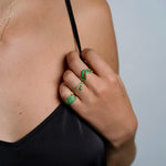 Emerald Wave Ring Duo