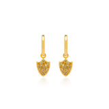 Fancy-Color Diamond Pave Shield Earrings