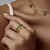 Dancing Emerald Drop Ring