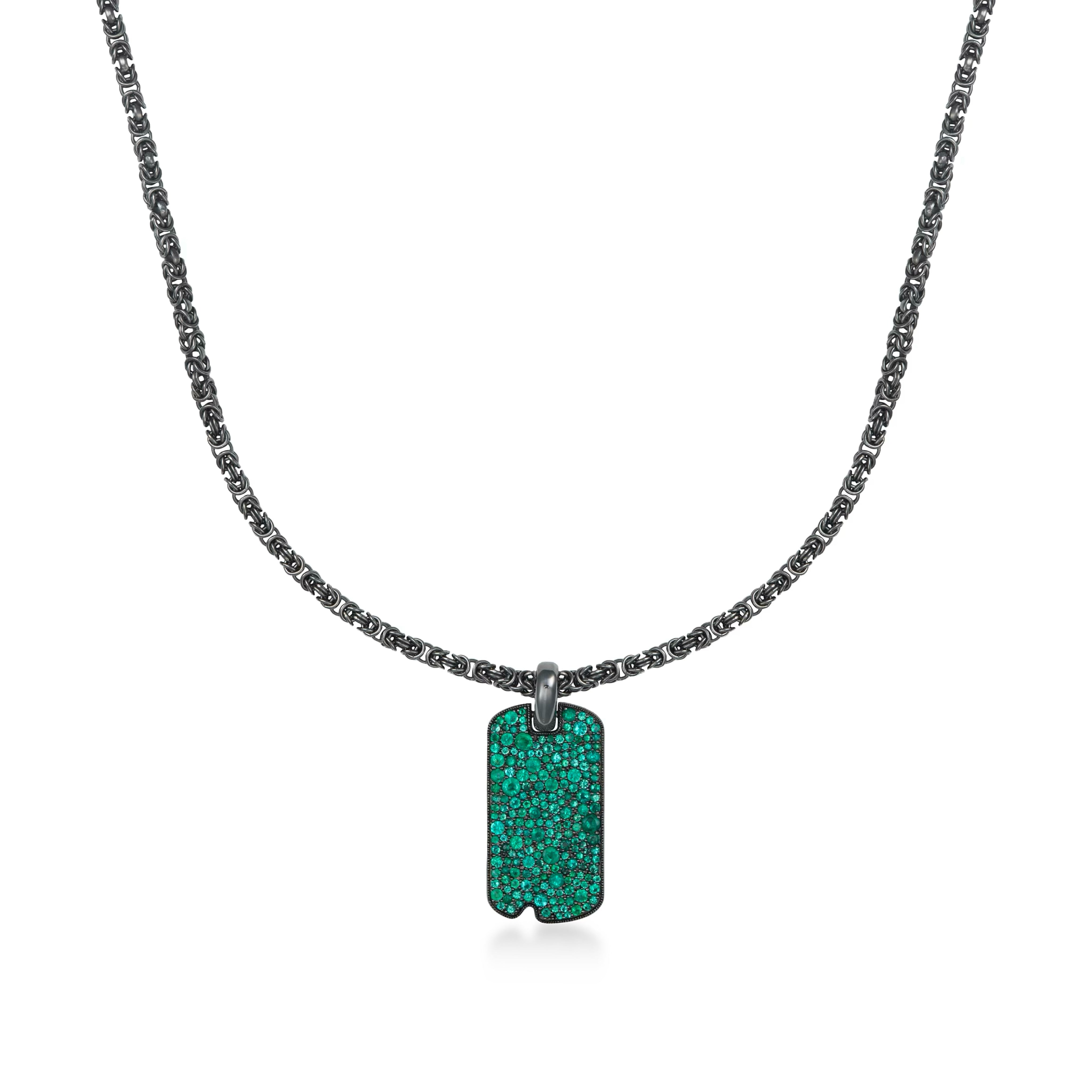 Large Emerald Dog Tag Necklace