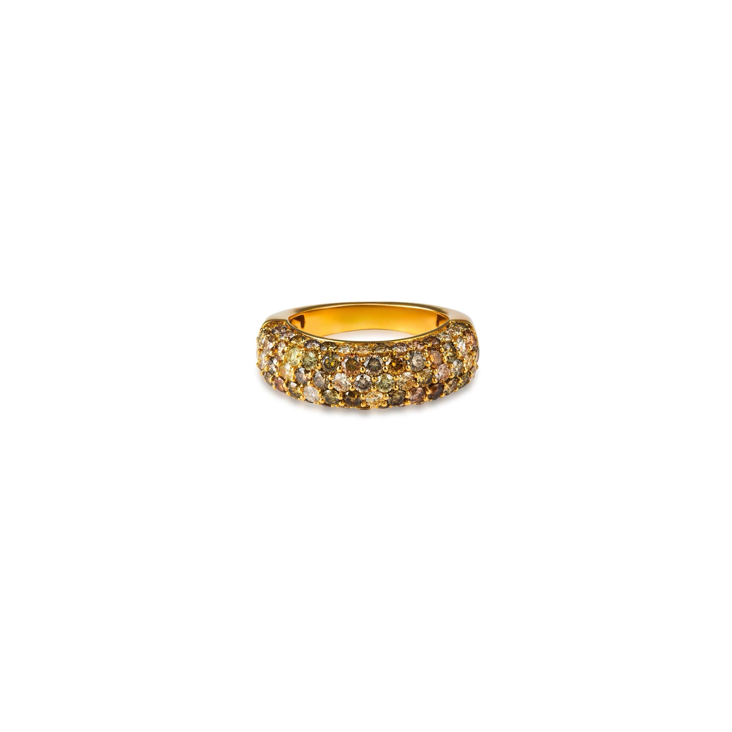 Fancy Color Diamond 5 Row Large Band Ring