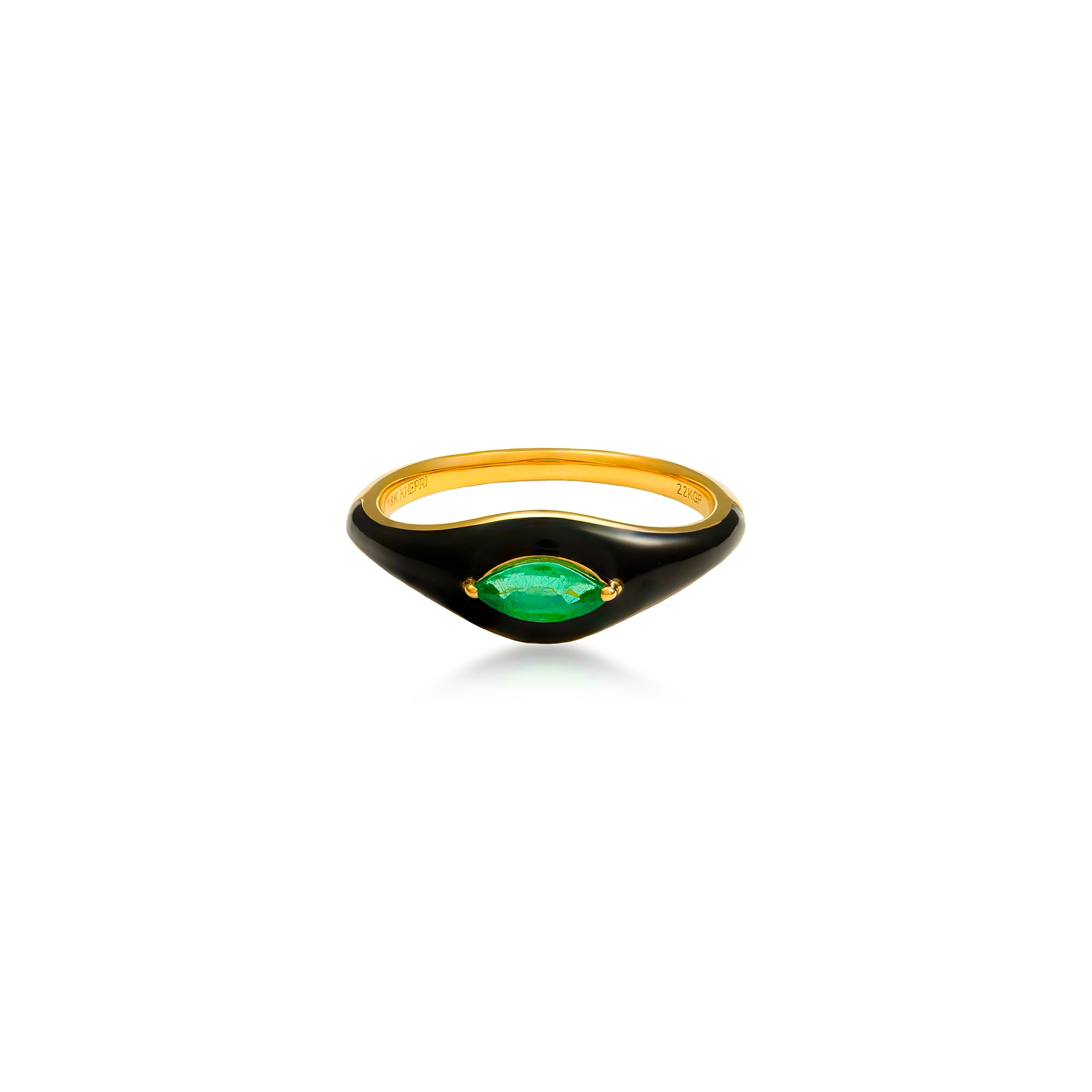 Marquise Emerald Enamel Ring