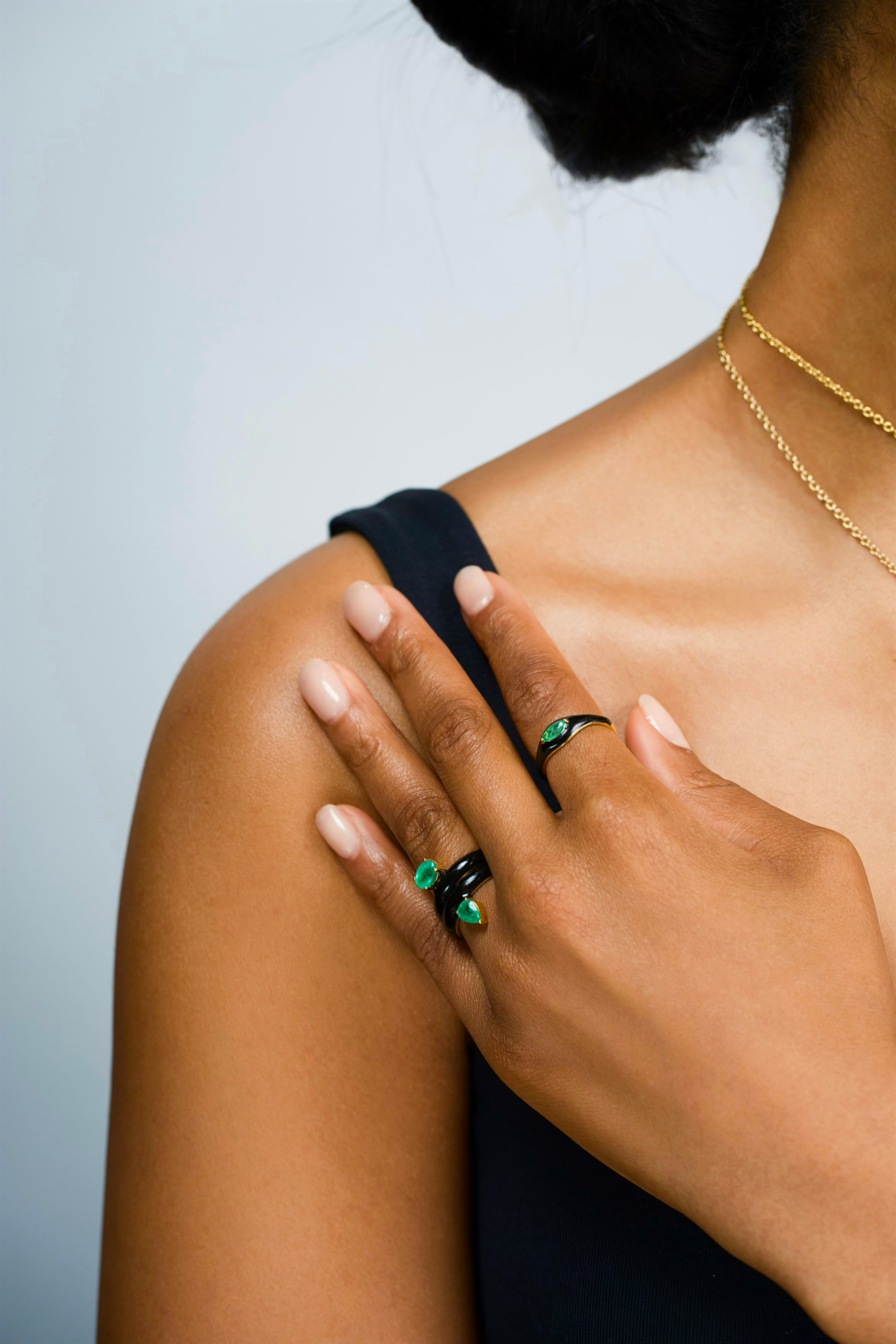 Marquise Emerald Enamel Ring