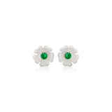 Mother of Pearl Emerald Daisy Stud Earrings