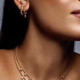 Natural Color Beaded Diamond Hoops