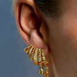 Natural Color Cage Pear Drop Earrings