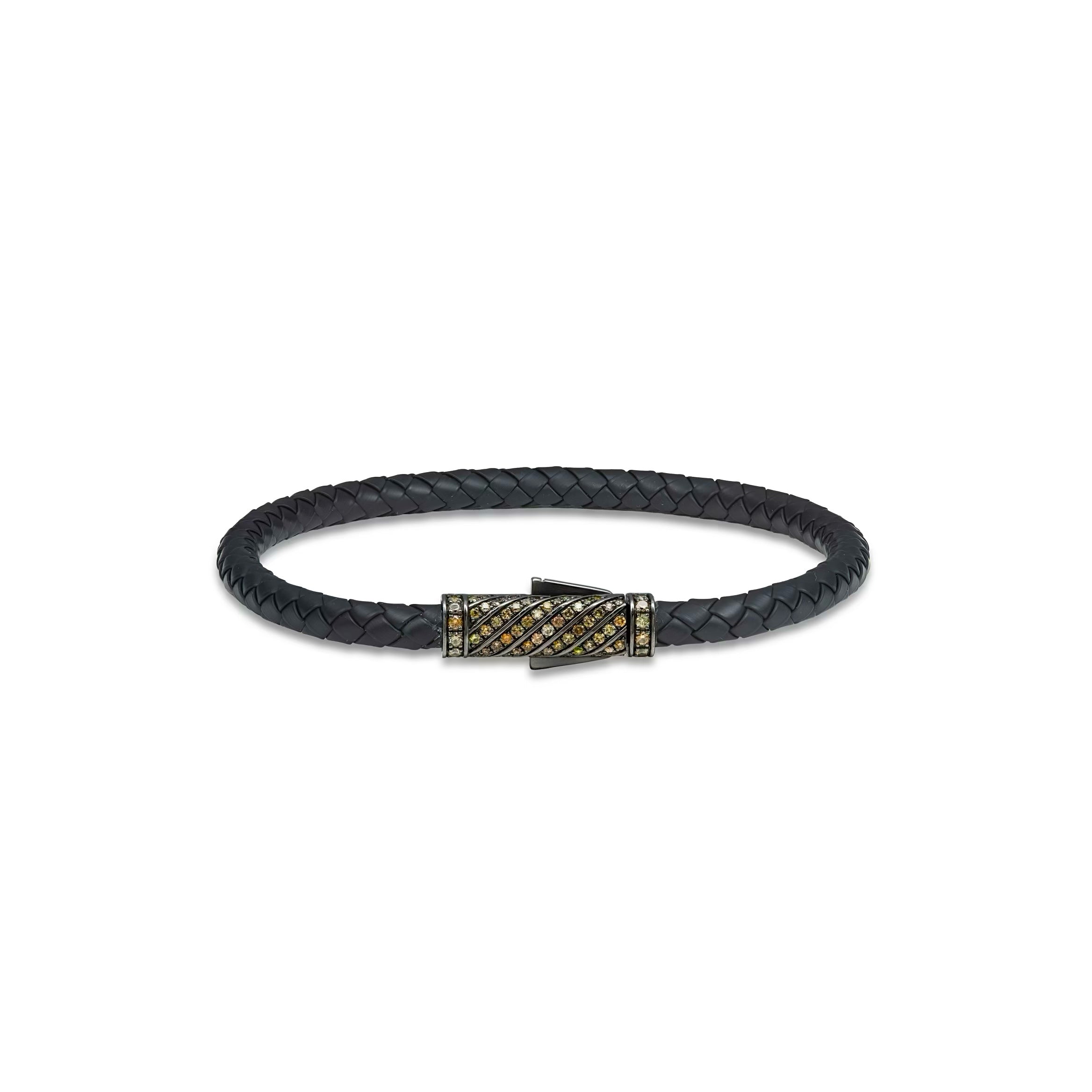 Natural Color Diamond Leather Bracelet