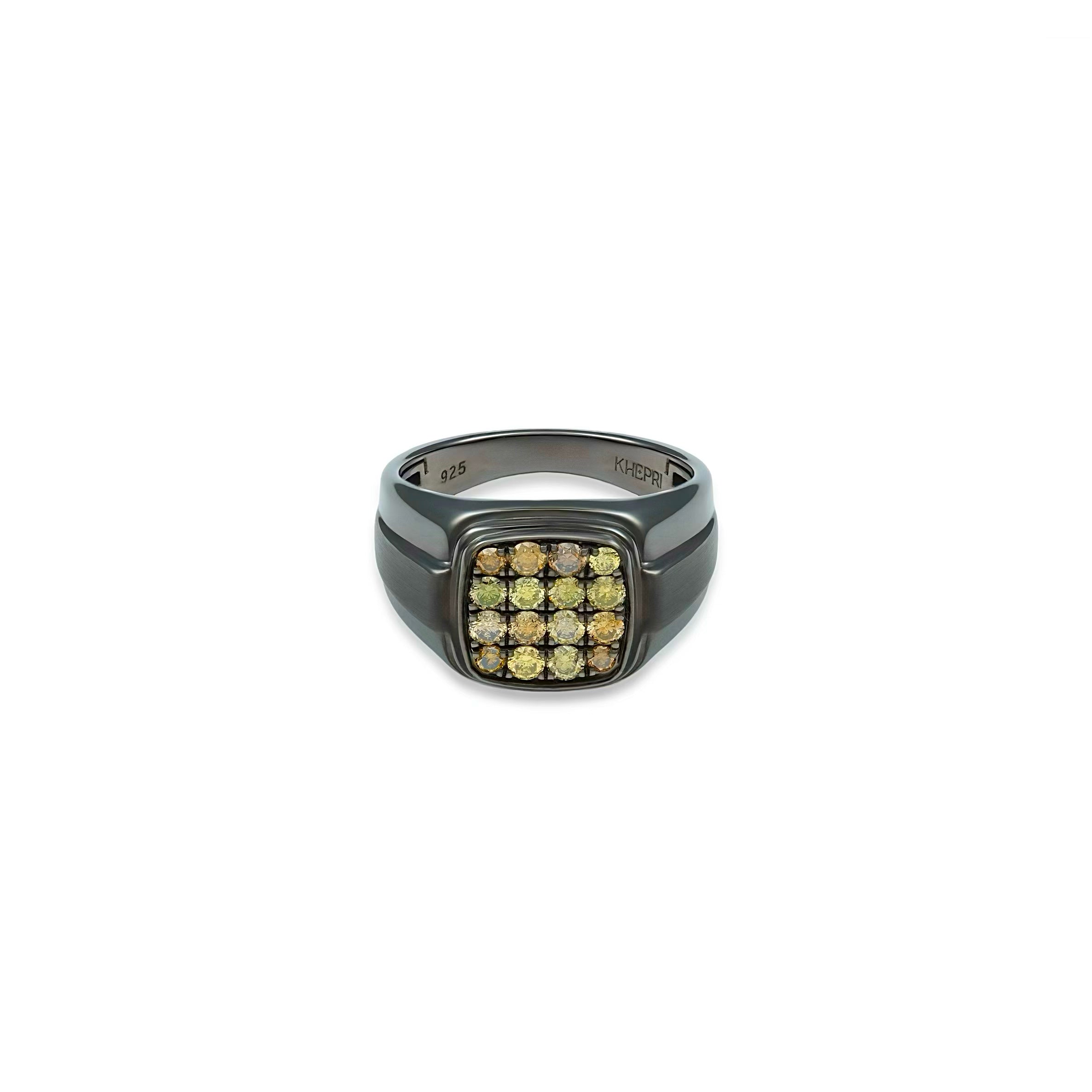 Natural Color Diamond Signet Ring