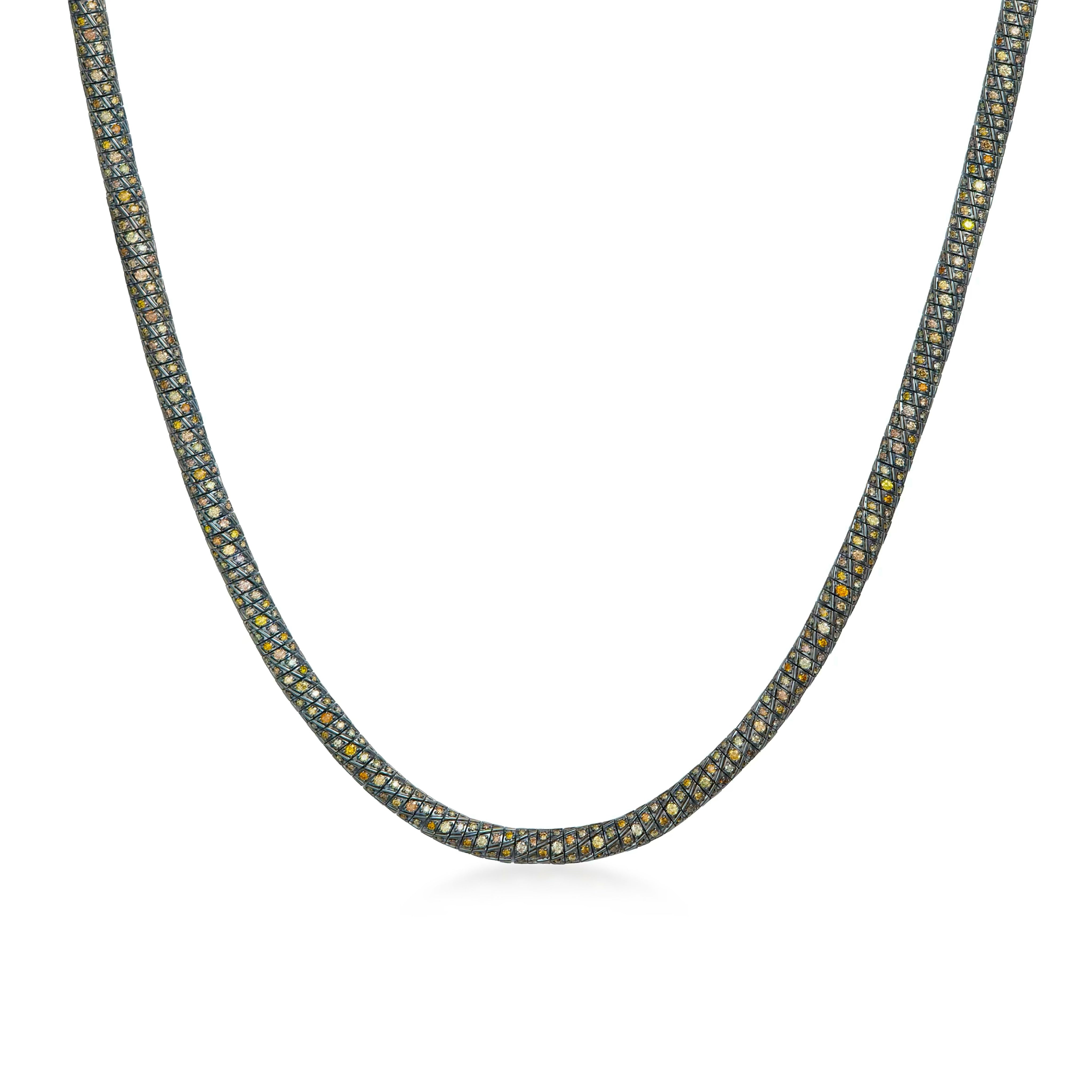Natural Color Diamond Snake Necklace