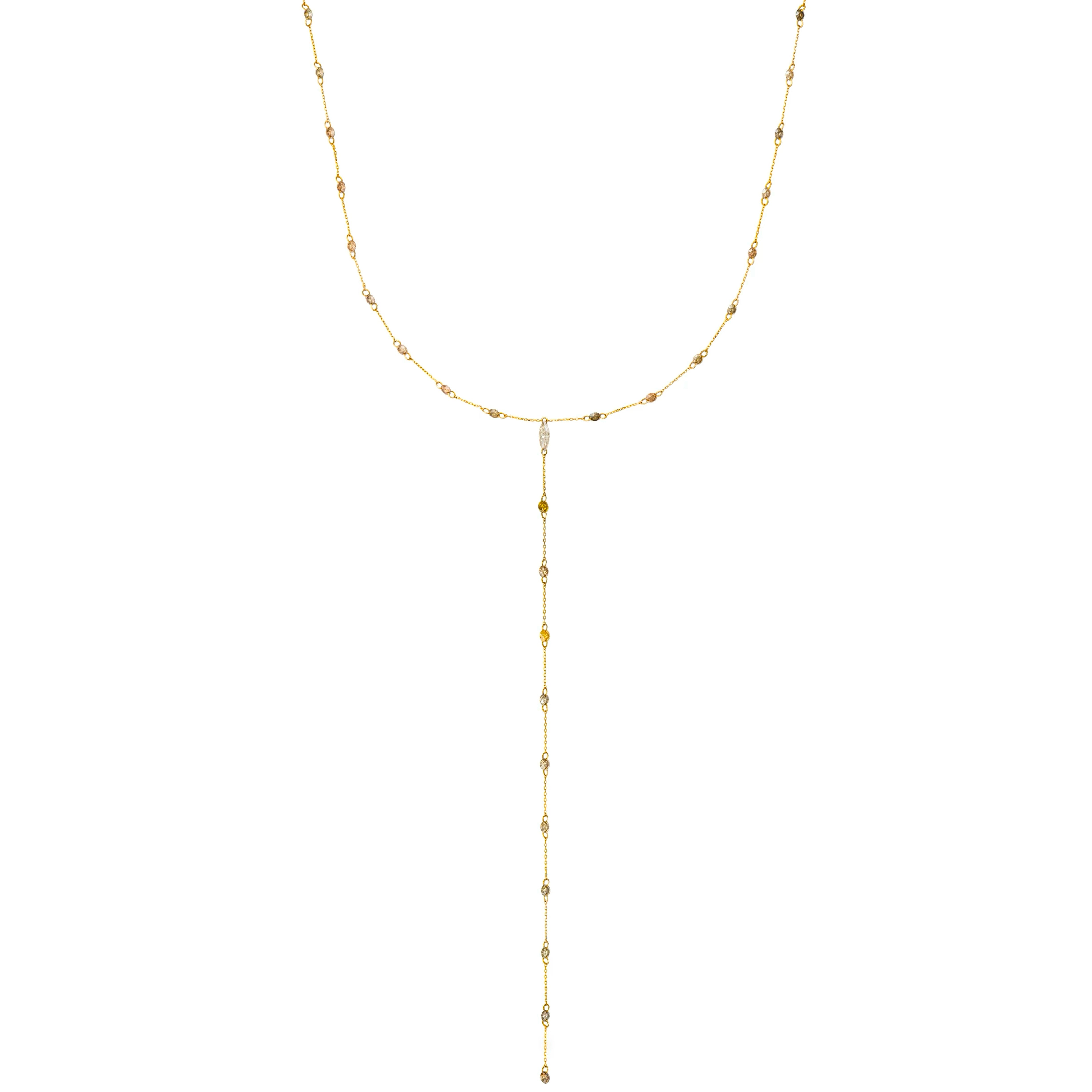 Natural Color Drilled Diamond Lariat
