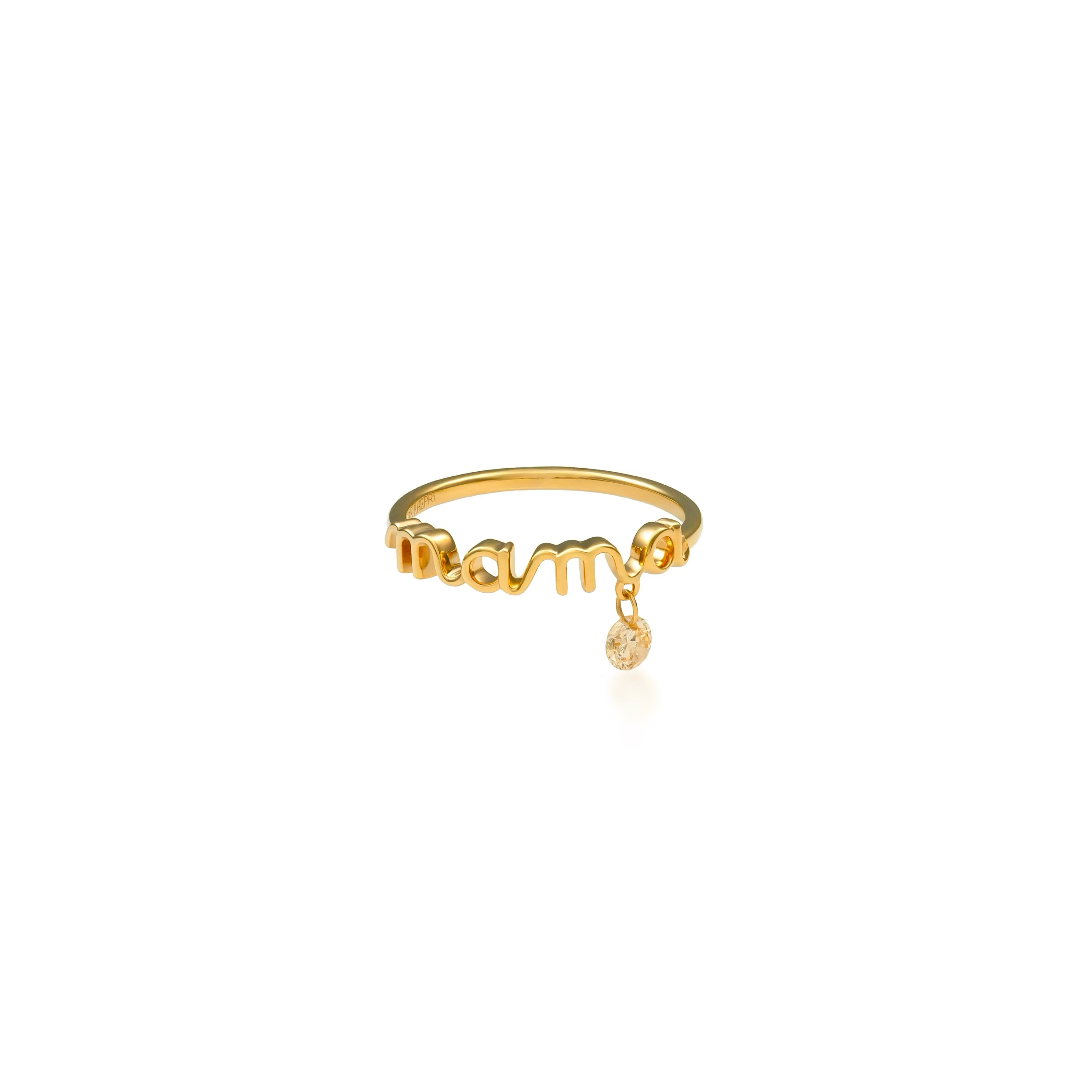 Natural Color Drilled Diamond Mama Ring