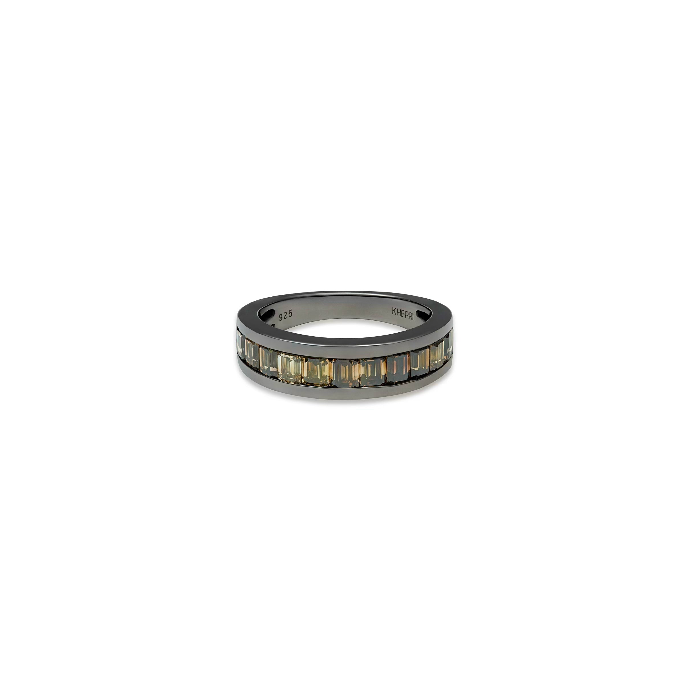 Natural Color Emerald Cut Diamond Channel Band