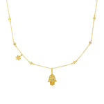 Natural Color Hamsa Pendant Necklace