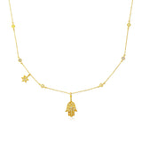 Natural Color Hamsa Pendant Necklace