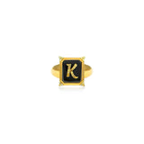 Natural Color Initial Onyx Signet Ring