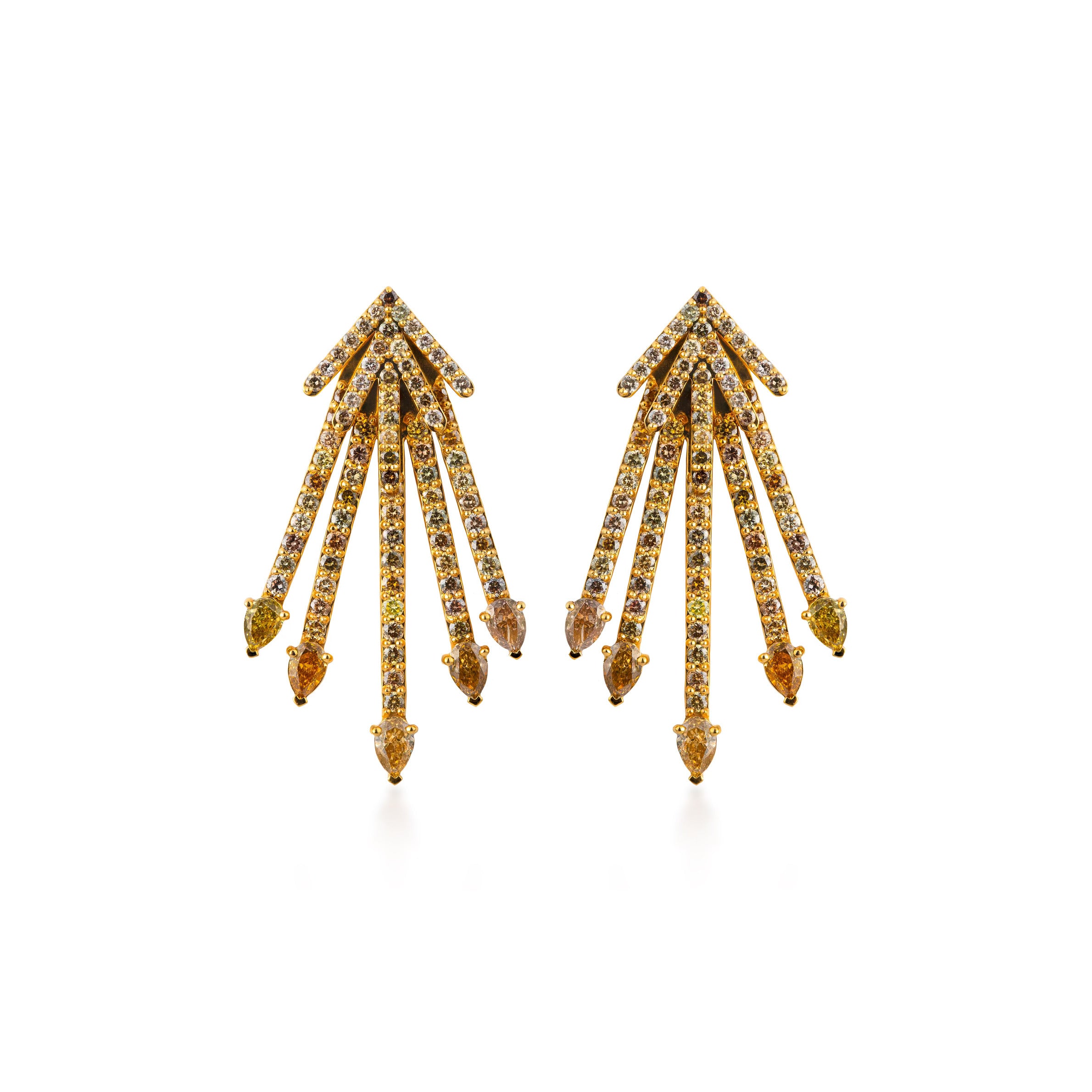 Fancy Color Diamond Starburst Ear Jacket & Earrings