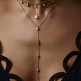 Seven Pear-Shaped Diamond Bezel Shield Drop Necklace