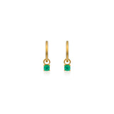 Petite Emerald Cushion Cut Diamond Huggies