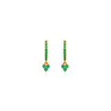 Petite Emerald Trinity Drop Huggies