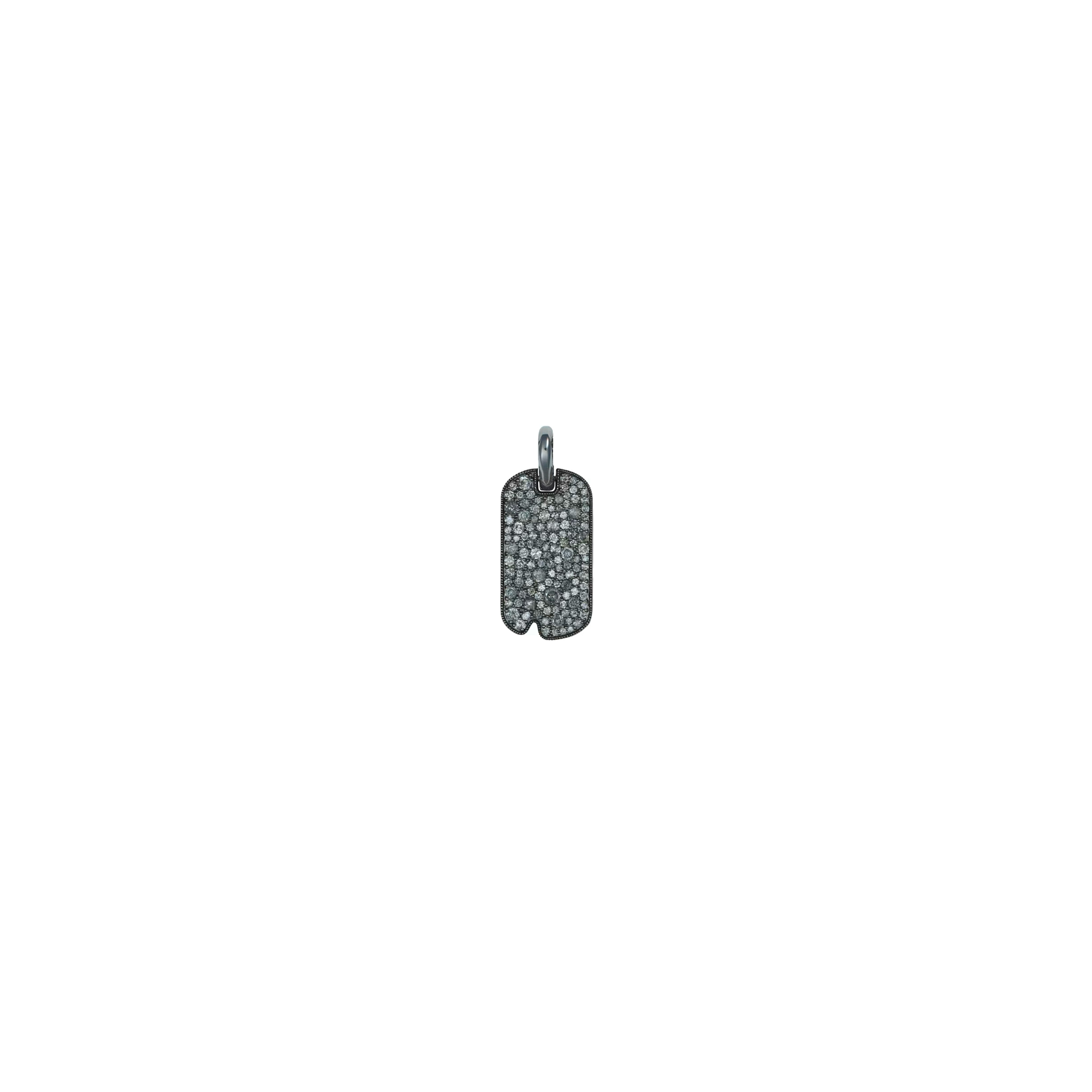 Petite Grey Diamond Dog Tag