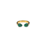 Rhodium-Plated Emerald Pave Gap Ring