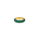 Rhodium-Plated Emerald Pave Ring