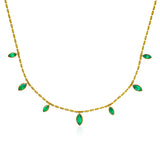 Seven Marquise Emerald Drop Necklace
