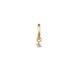 Single Huggie With Floating Trapezoid Diamond Drop
