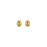Small Fancy Color Halo Oval Studs