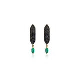 Stardust Black Diamond Pave Emerald Marquis Drop Hoops